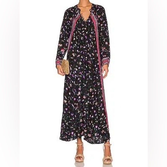 NATALIE MARTIN Fiore Maxi Dress in Lotus Print Black size L